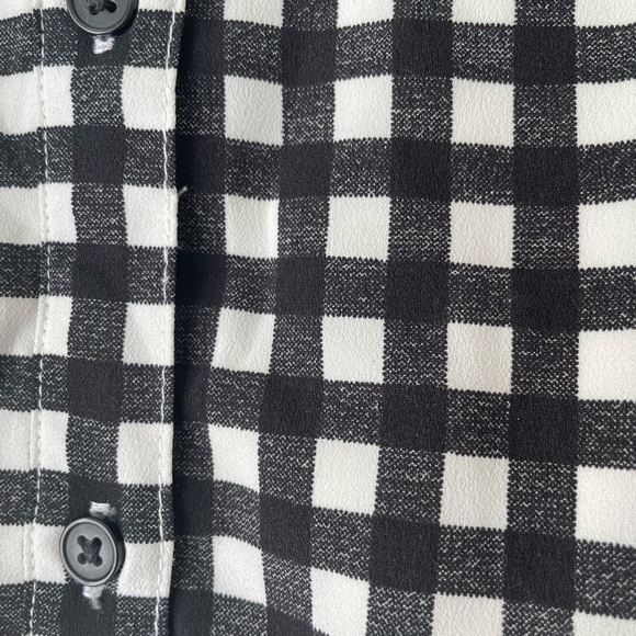 Banana Republic ruffle sleeve dress blk/white gingham checkered pockets! SZ2P - Picture 5 of 6
